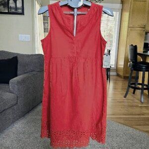 NWT St Johns Bay sz medium red sleeveless eyelet trimmed cotton dress